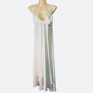 Flora Lace Maxi Nightgown Adjustable Straps Romantic Bridal Feminine White XL